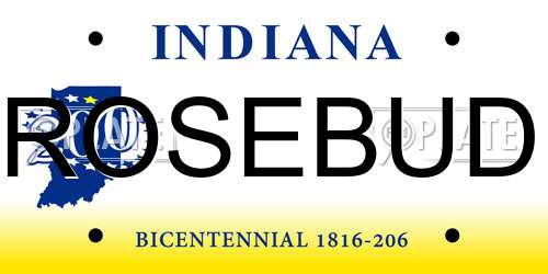 ROSEBUD Indiana License Plate