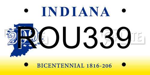 ROU339 Indiana License Plate