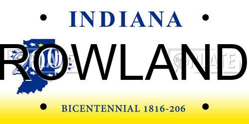 ROWLAND Indiana License Plate