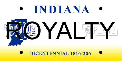 ROYALTY Indiana License Plate