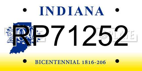RP71252 Indiana License Plate