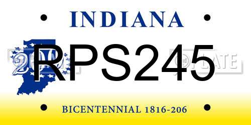 RPS245 Indiana License Plate