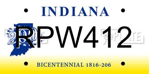 RPW412 Indiana License Plate