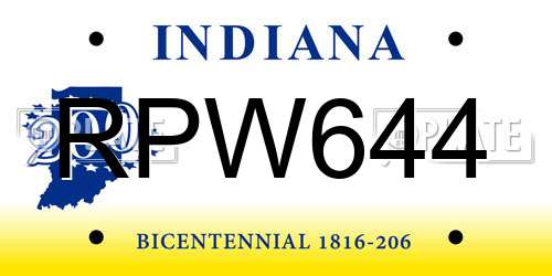RPW644 Indiana License Plate