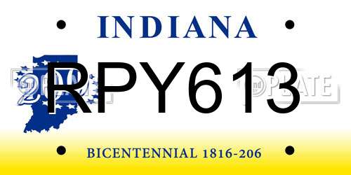 RPY613 Indiana License Plate