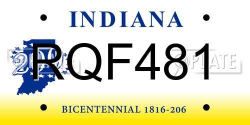 RQF481 Indiana License Plate