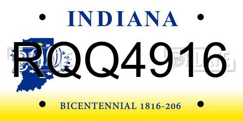 RQQ4916 Indiana License Plate