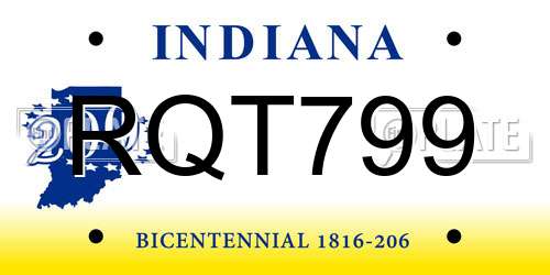 RQT799 Indiana License Plate