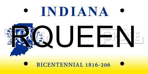 RQUEEN Indiana License Plate