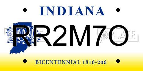 RR2M7O Indiana License Plate