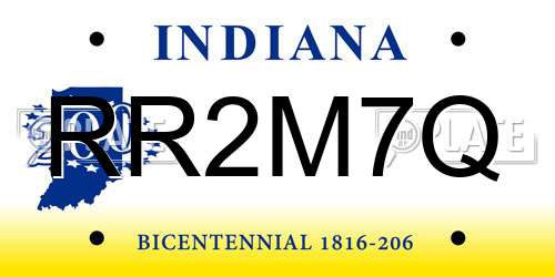 RR2M7Q Indiana License Plate
