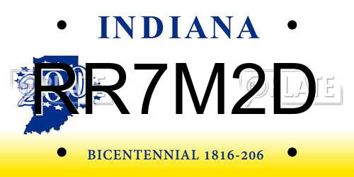 RR7M2D Indiana License Plate
