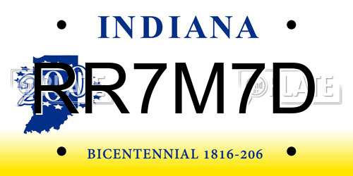 RR7M7D Indiana License Plate