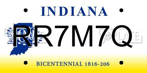 RR7M7Q Indiana License Plate