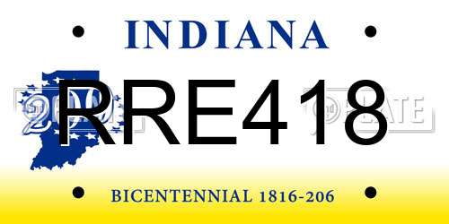 RRE418 Indiana License Plate