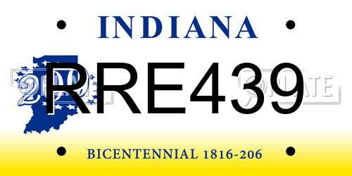 RRE439 Indiana License Plate