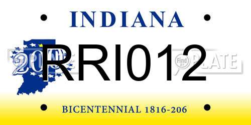RRI012 Indiana License Plate