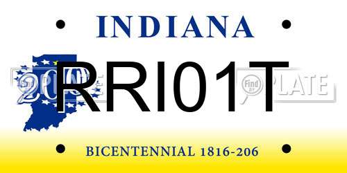 RRI01T Indiana License Plate