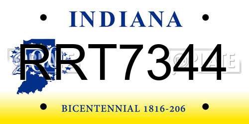 RRT7344 Indiana License Plate