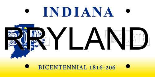 RRYLAND Indiana License Plate