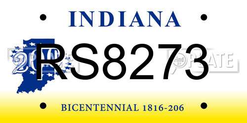 RS8273 Indiana License Plate