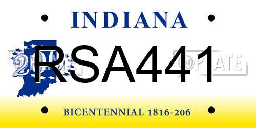 RSA441 Indiana License Plate