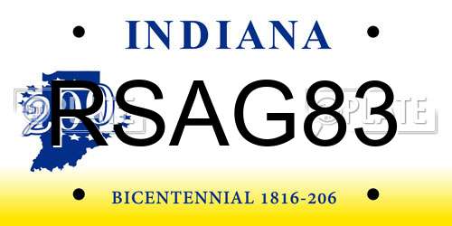 RSAG83 Indiana License Plate