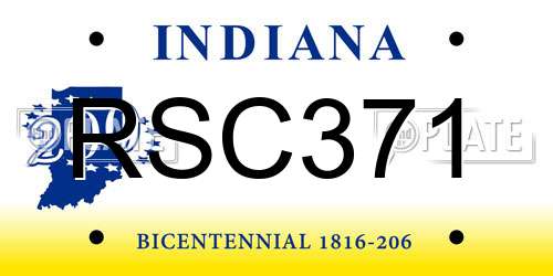 RSC371 Indiana License Plate