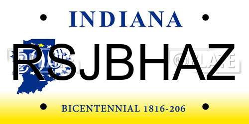 RSJBHAZ Indiana License Plate