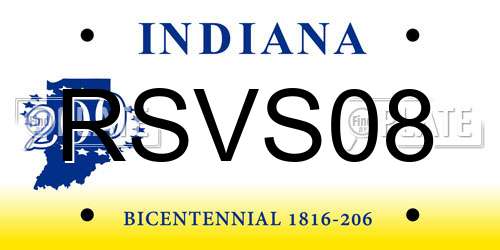 RSVS08 Indiana License Plate
