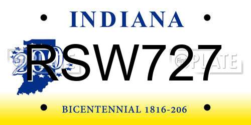 RSW727 Indiana License Plate