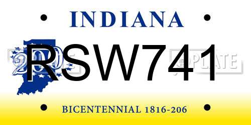 RSW741 Indiana License Plate
