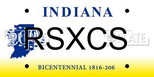 RSXCS Indiana License Plate