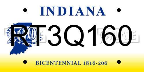 RT3Q160 Indiana License Plate