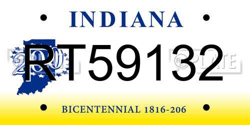 RT59132 Indiana License Plate