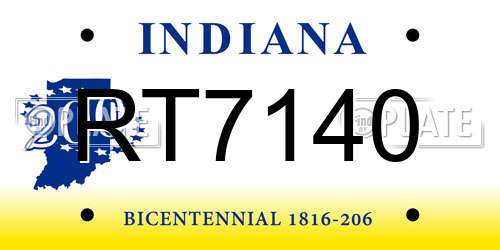 RT7140 Indiana License Plate