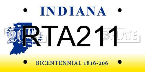 RTA211 Indiana License Plate