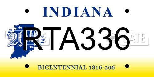 RTA336 Indiana License Plate