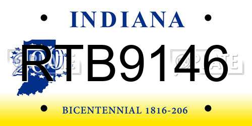 RTB9146 Indiana License Plate