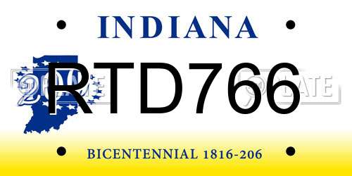 RTD766 Indiana License Plate