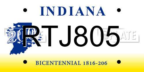 RTJ805 Indiana License Plate
