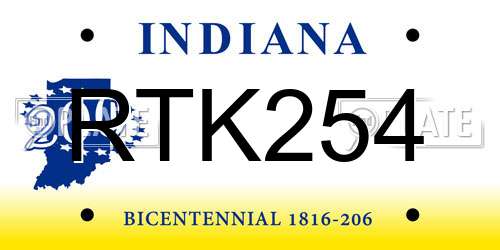 RTK254 Indiana License Plate