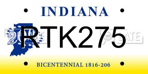 RTK275 Indiana License Plate