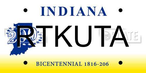 RTKUTA Indiana License Plate