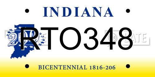 RTO348 Indiana License Plate