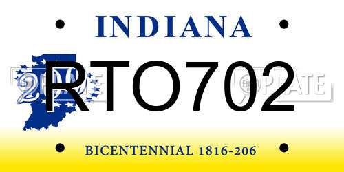 RTO702 Indiana License Plate