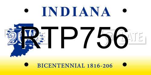 RTP756 Indiana License Plate