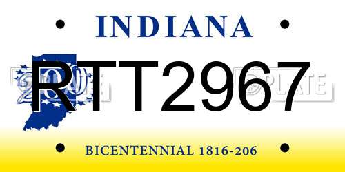 RTT2967 Indiana License Plate