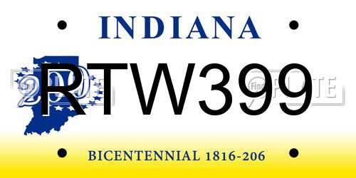 RTW399 Indiana License Plate