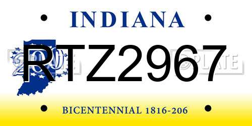 RTZ2967 Indiana License Plate